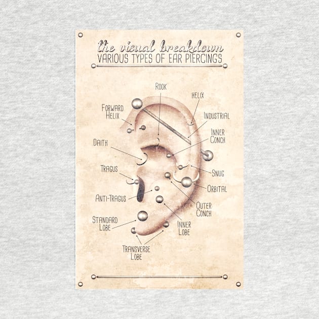 Vintage-Style Ear Piercing Infographic Chart by Jarrodjvandenberg